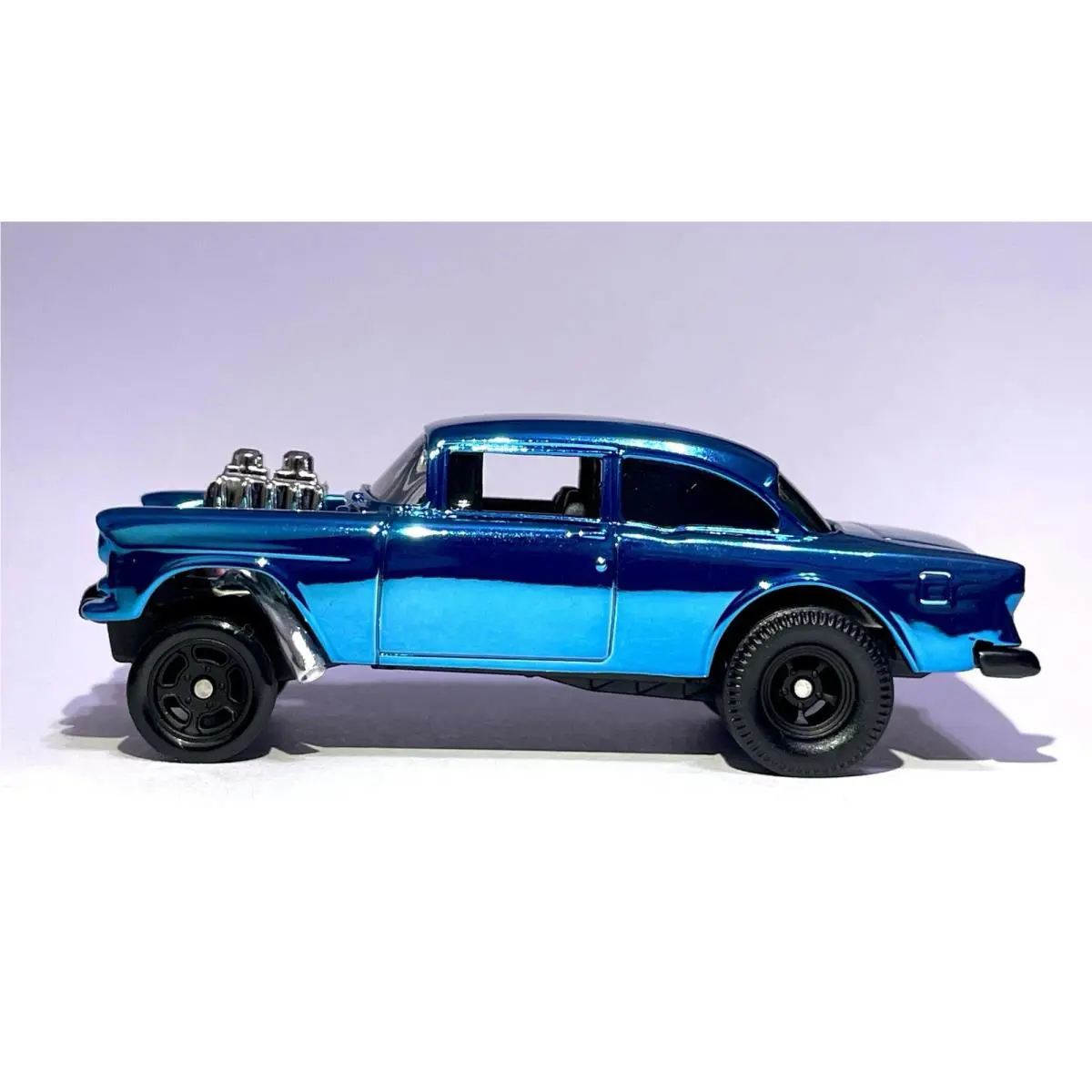 Hot Wheels Chevy Bel Air Gasser 55 Custom Made Spectraflame Blue Diecast