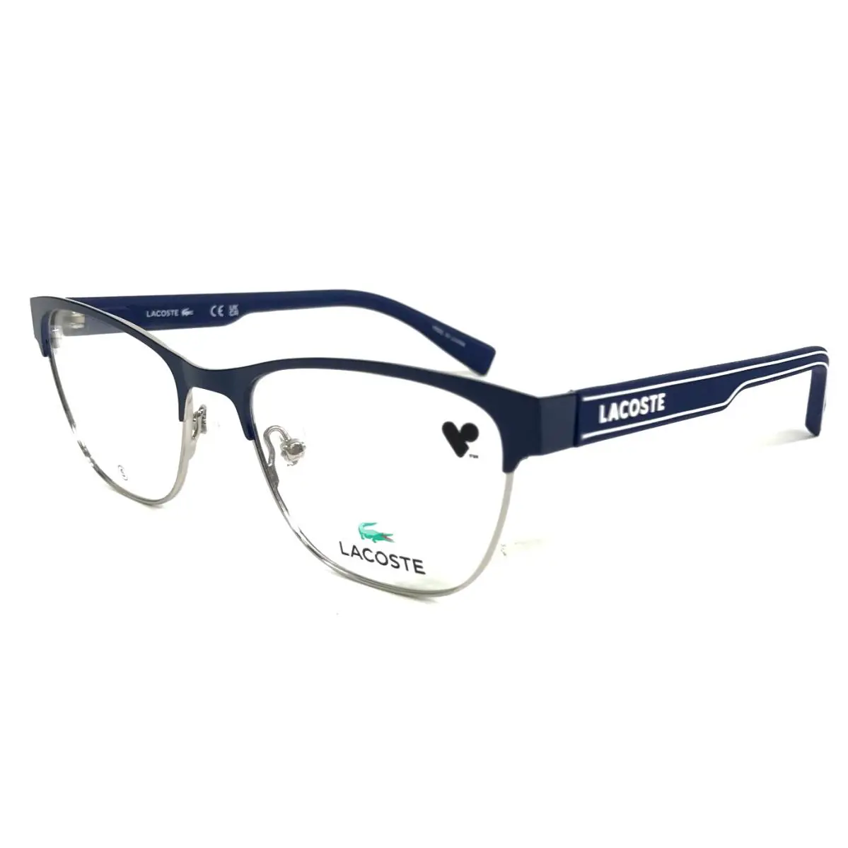 Lacoste Eyeglasses Frames L3112 401 Blue White Silver Cat Eye Full Rim 49-16-130