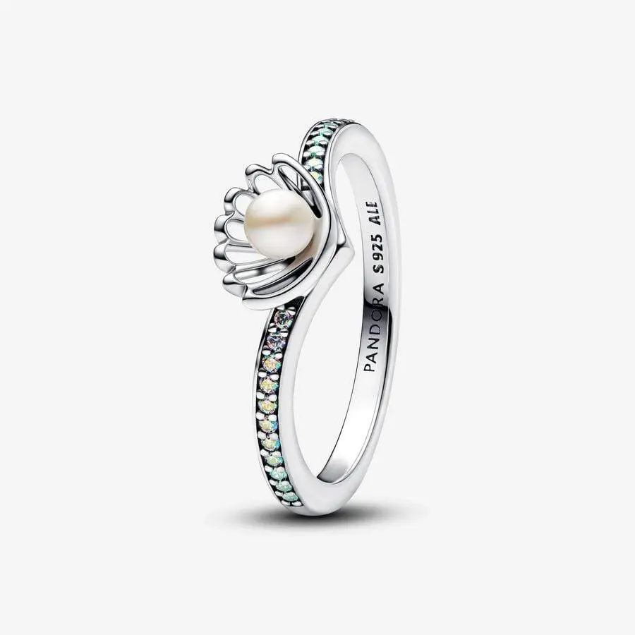 Pandora Disney Princess Ariel Shell Cultured Pearl Ring 193654C01-48