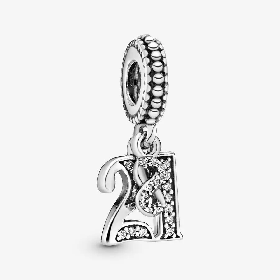 Pandora 925 Sterling Silver 21st Celebration Dangle Charm 797263CZ