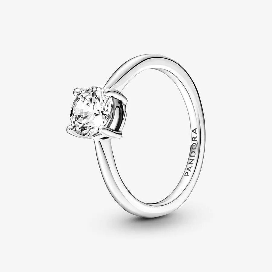 Pandora 925 Sterling Silver CZ Sparkling Solitaire Ring 190052C01-60