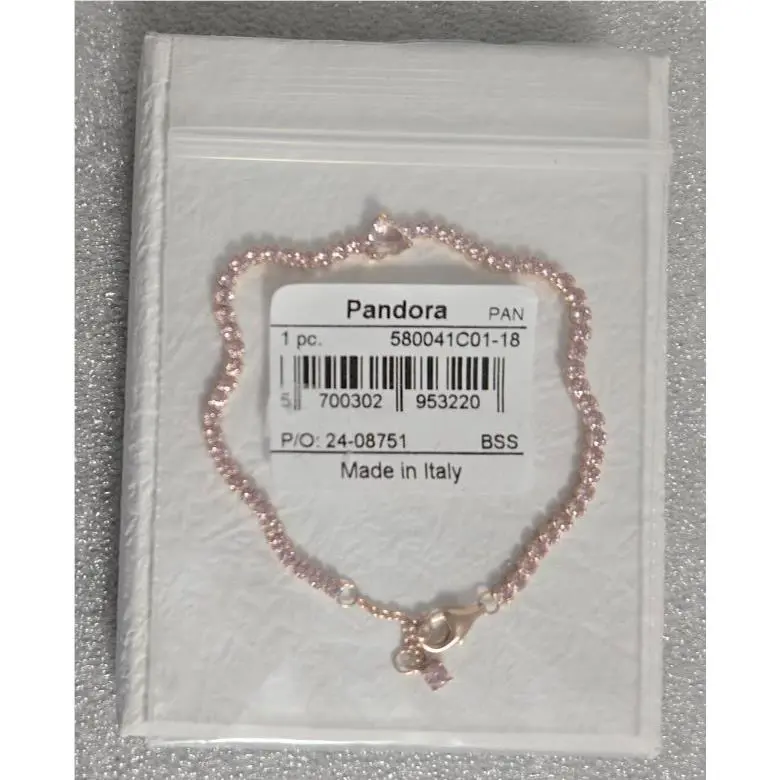 Pandora 580041C01-18 Sparkling Heart Tennis 14k Rose Gold-plated Bracelet