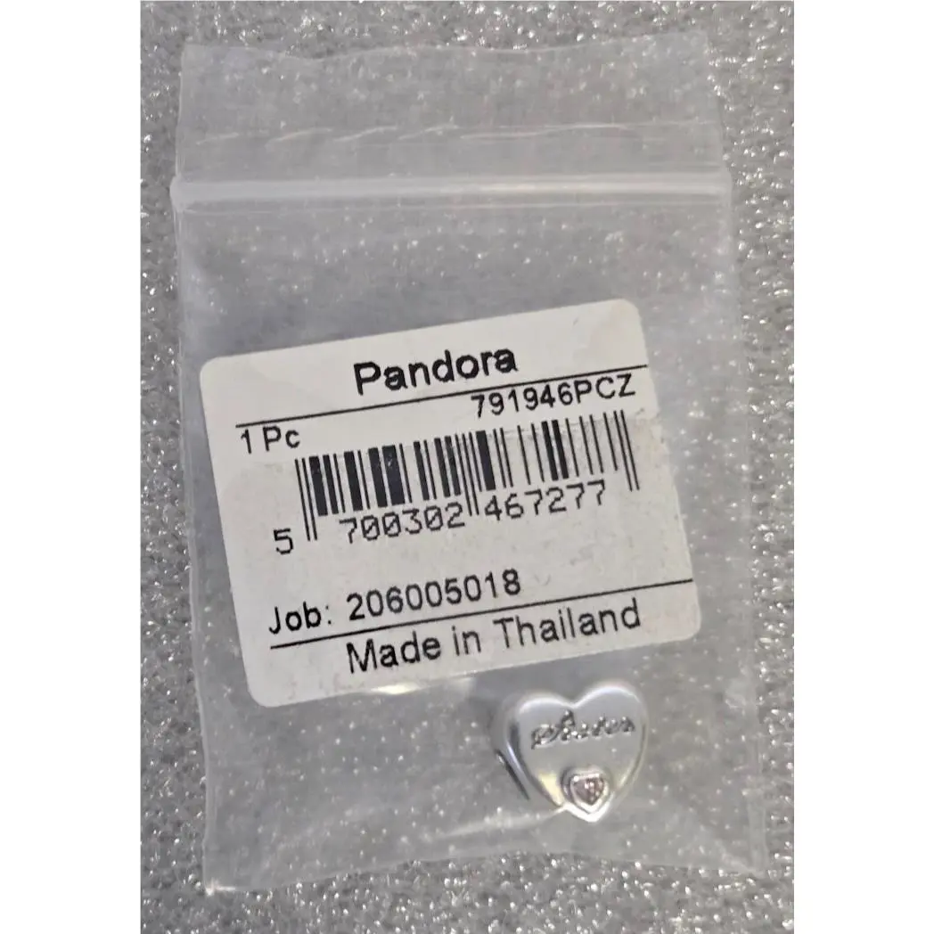 Pandora 791946PCZ Sisters Love with Heart Pink Cubic Zirconia Silver Charm
