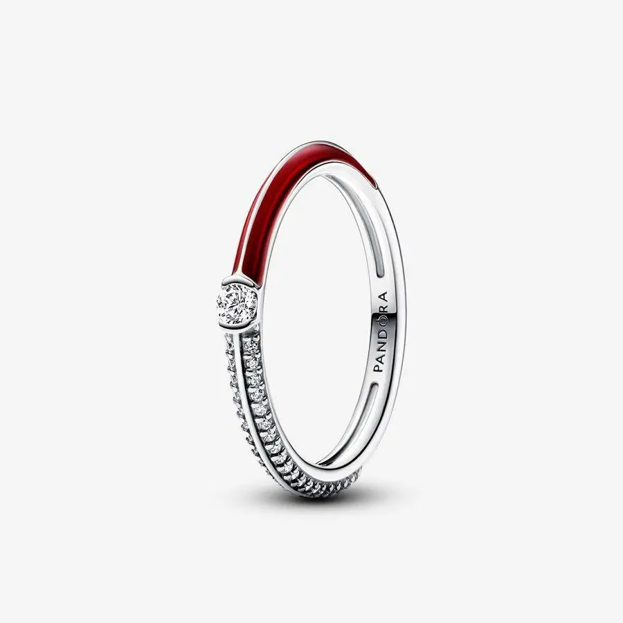 Pandora ME 925 Sterling Silver Pavé Red Dual Ring 192528C01-46
