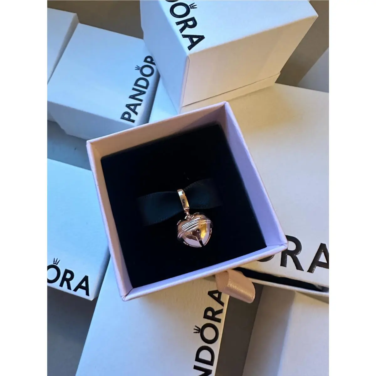 Pandora Festive Bell Dangle Charm Rose Gold Plated