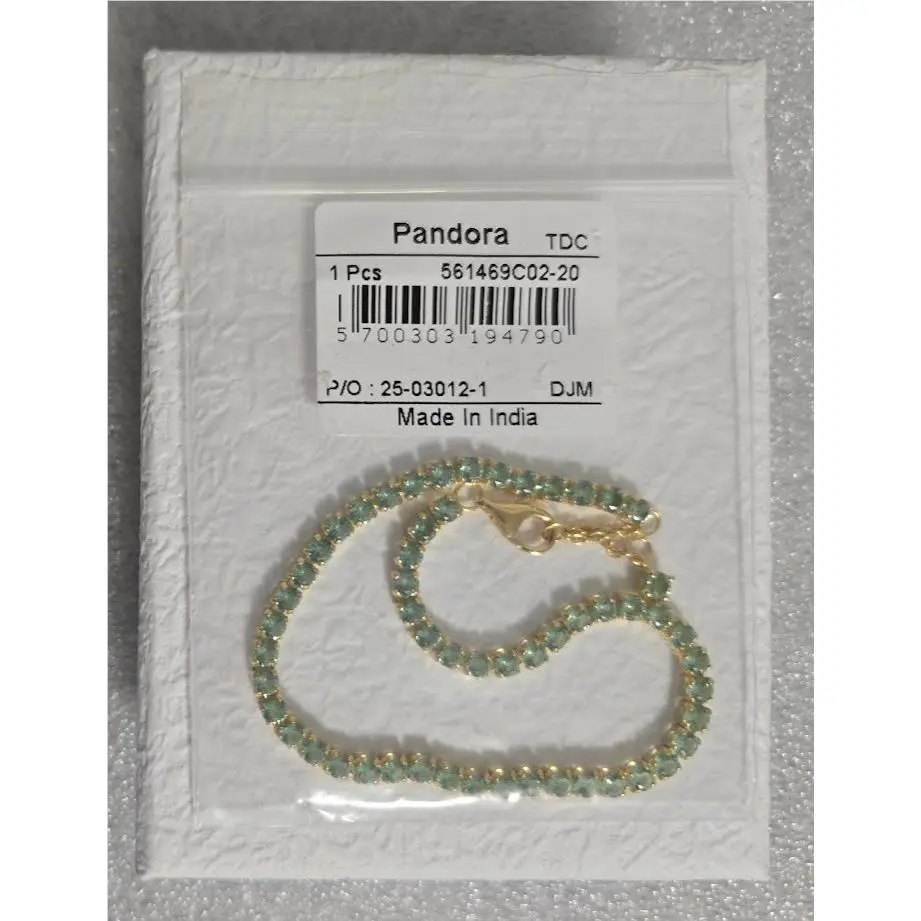 Pandora 561469C02-20 Sparkling Green Tennis Crystals 14k Gold-plated Bracelet