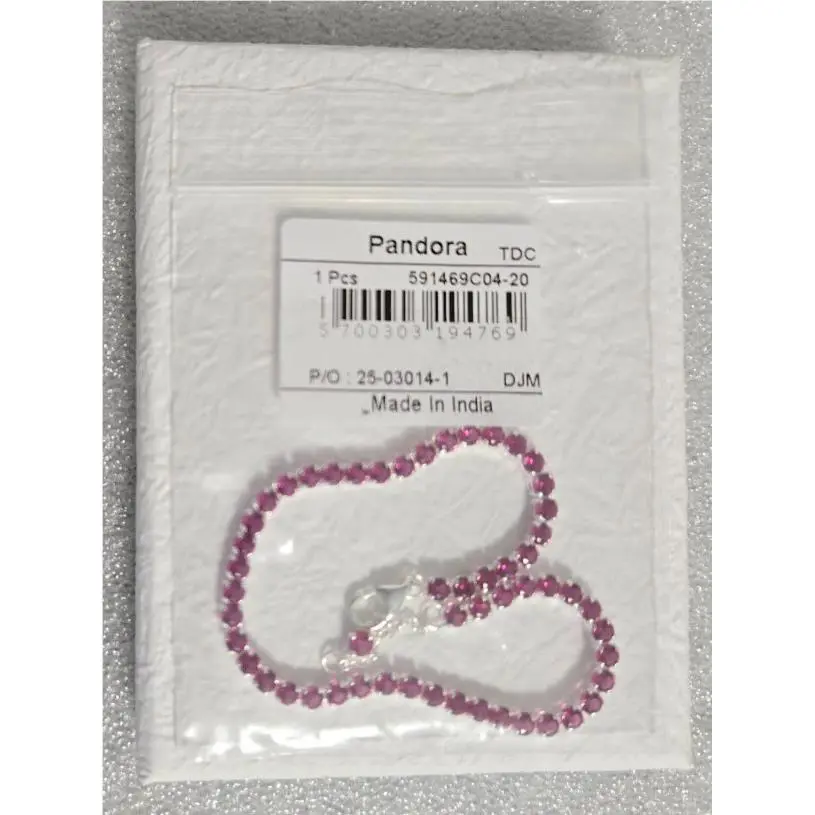 Pandora 561469C04-20 Sparkling Pink Tennis Crystals Sterling Silver Bracelet