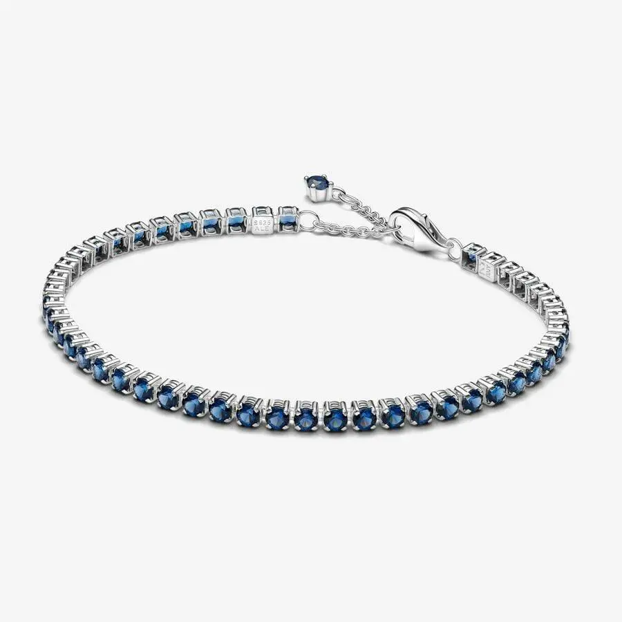 Pandora Sterling Silver Sparkling Blue Tennis Bracelet 591469C02-18