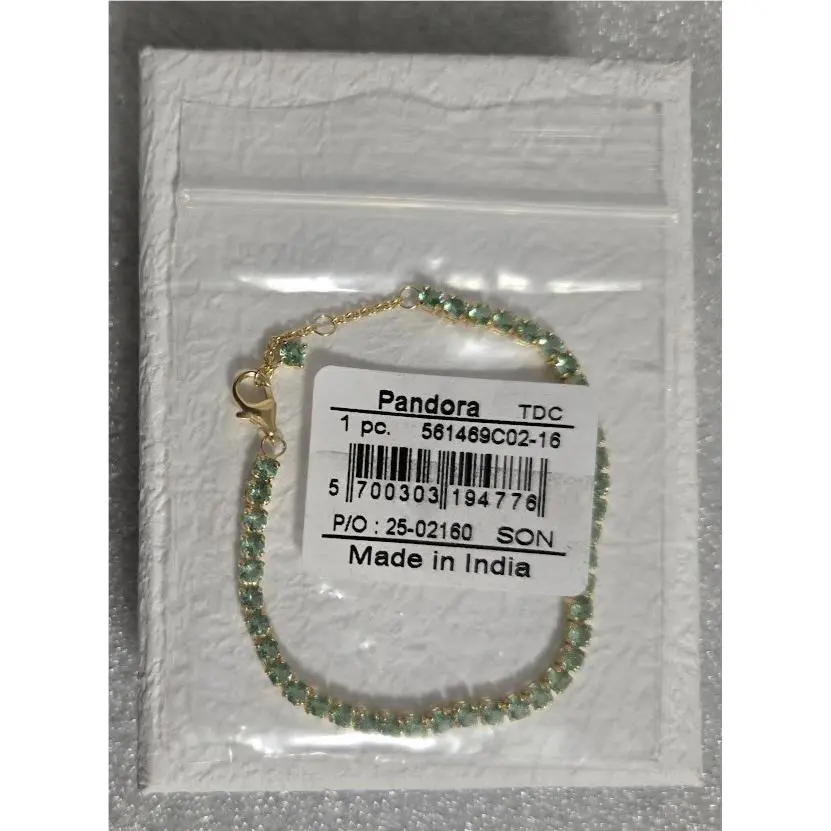 Pandora 561469C02-16 Sparkling Green Tennis Crystals 14k Gold-plated Bracelet