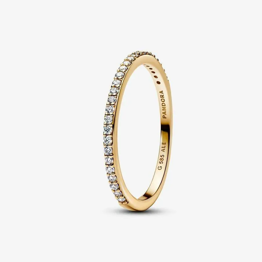 Pandora Era 14k Gold Plated Half Eternity Pavé Band Ring 153638C01-56