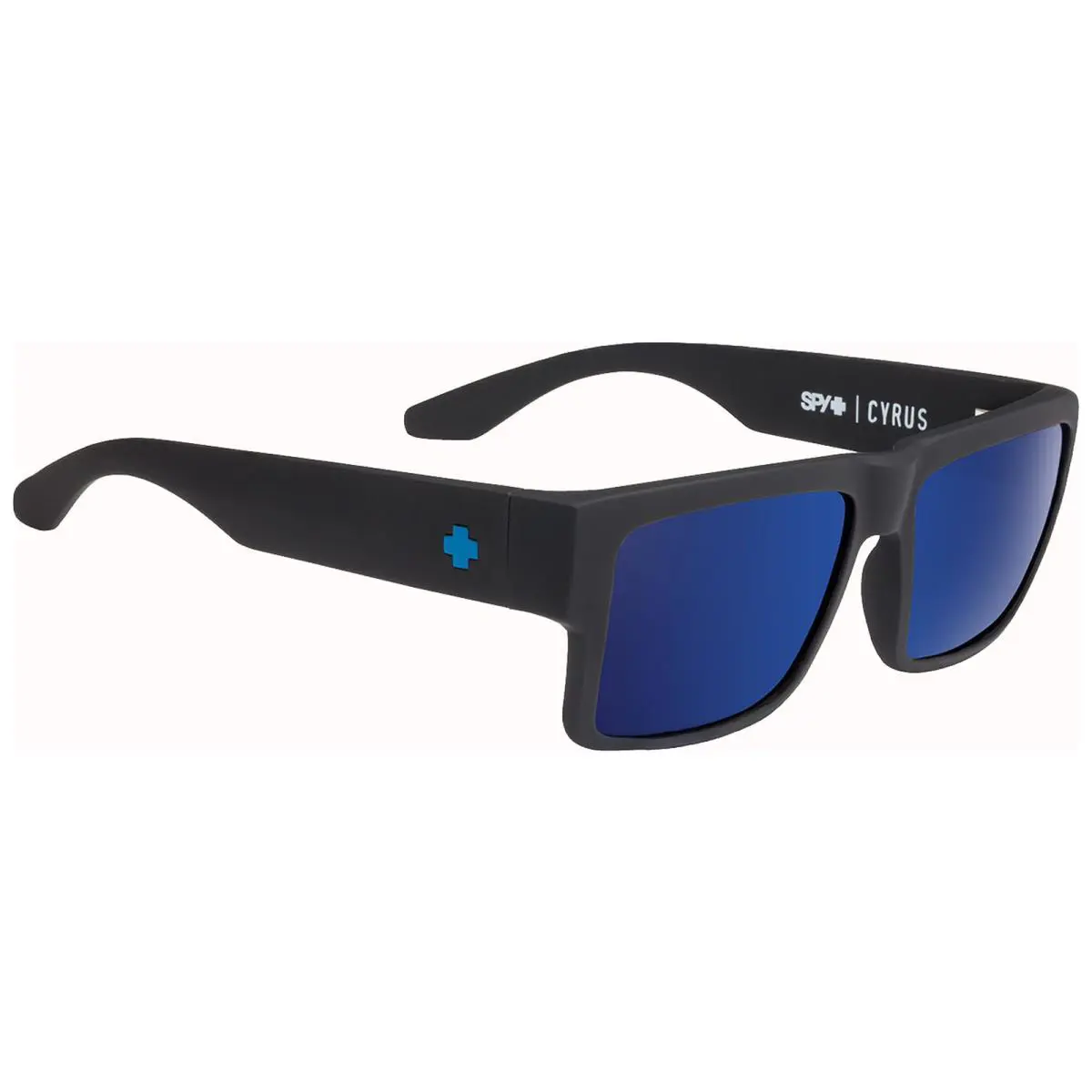 Spy Optic Cyrus Soft Matte Black Oversized Square Sunglasses - 183409973281 - Frame: Soft Matte Black, Lens: Blue Spectra