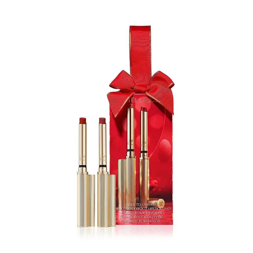 Estee Lauder Made to Unwrap Explicit Lipstick Duo Set Out of Time/ No Tomorrow - 119 Out of Time/ 404 No Tomorrow