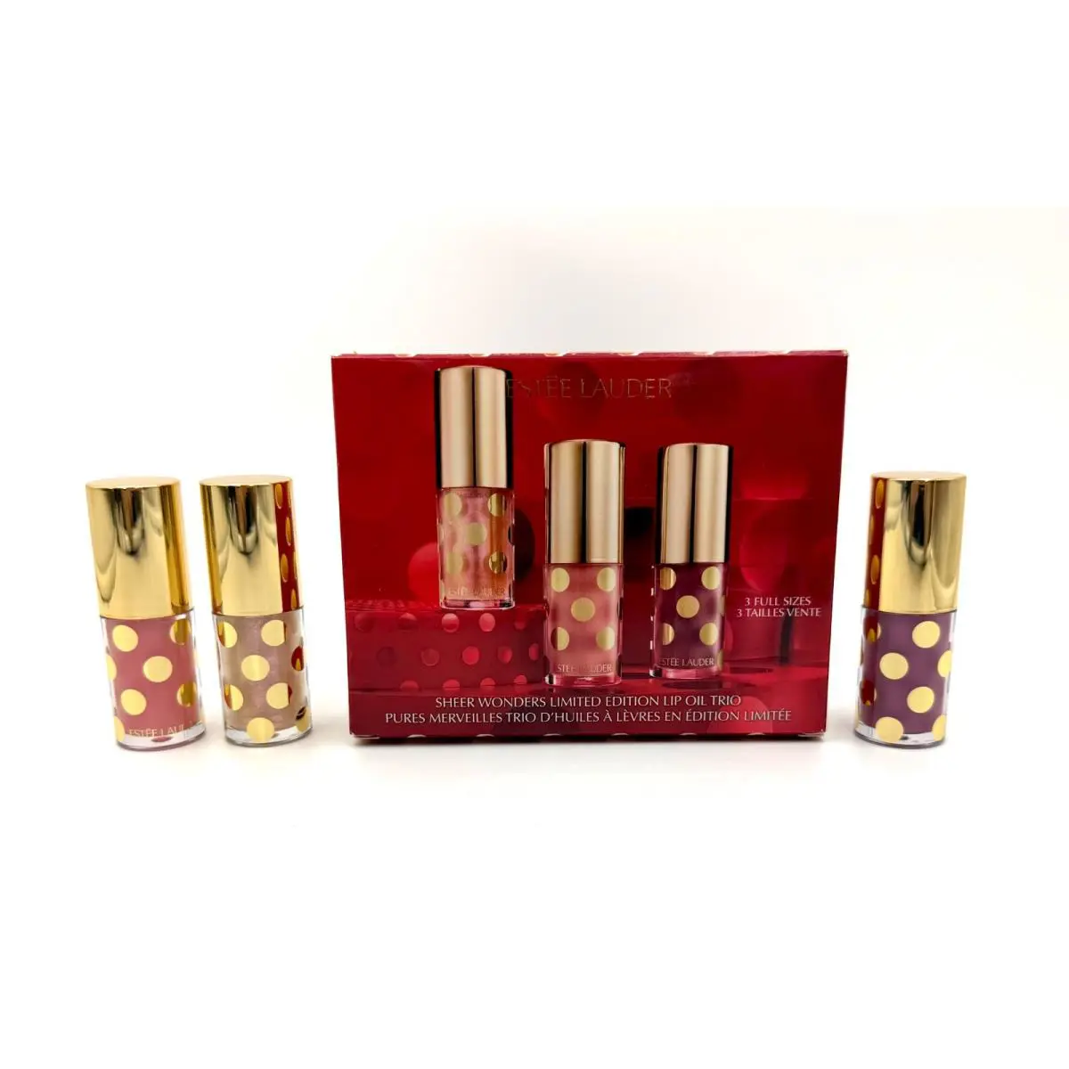 Estee Lauder Sheer Wonders Lip Oil Trio Set Cheer / Celebrate / Holiday Muse