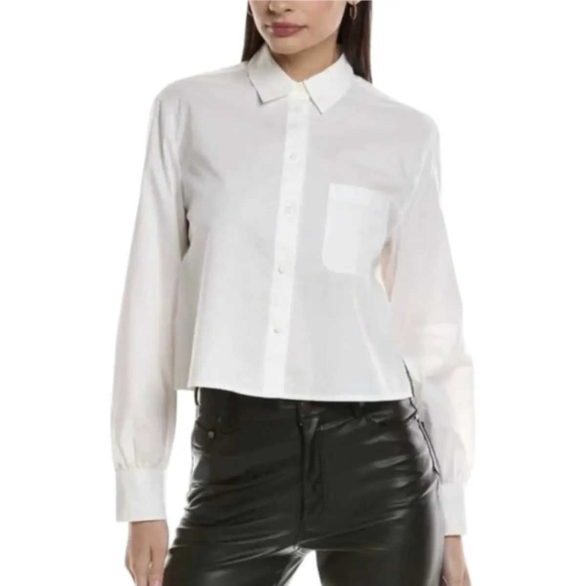 Rag Bone Women s Max Cropped Cotton Shirt In White-size Large