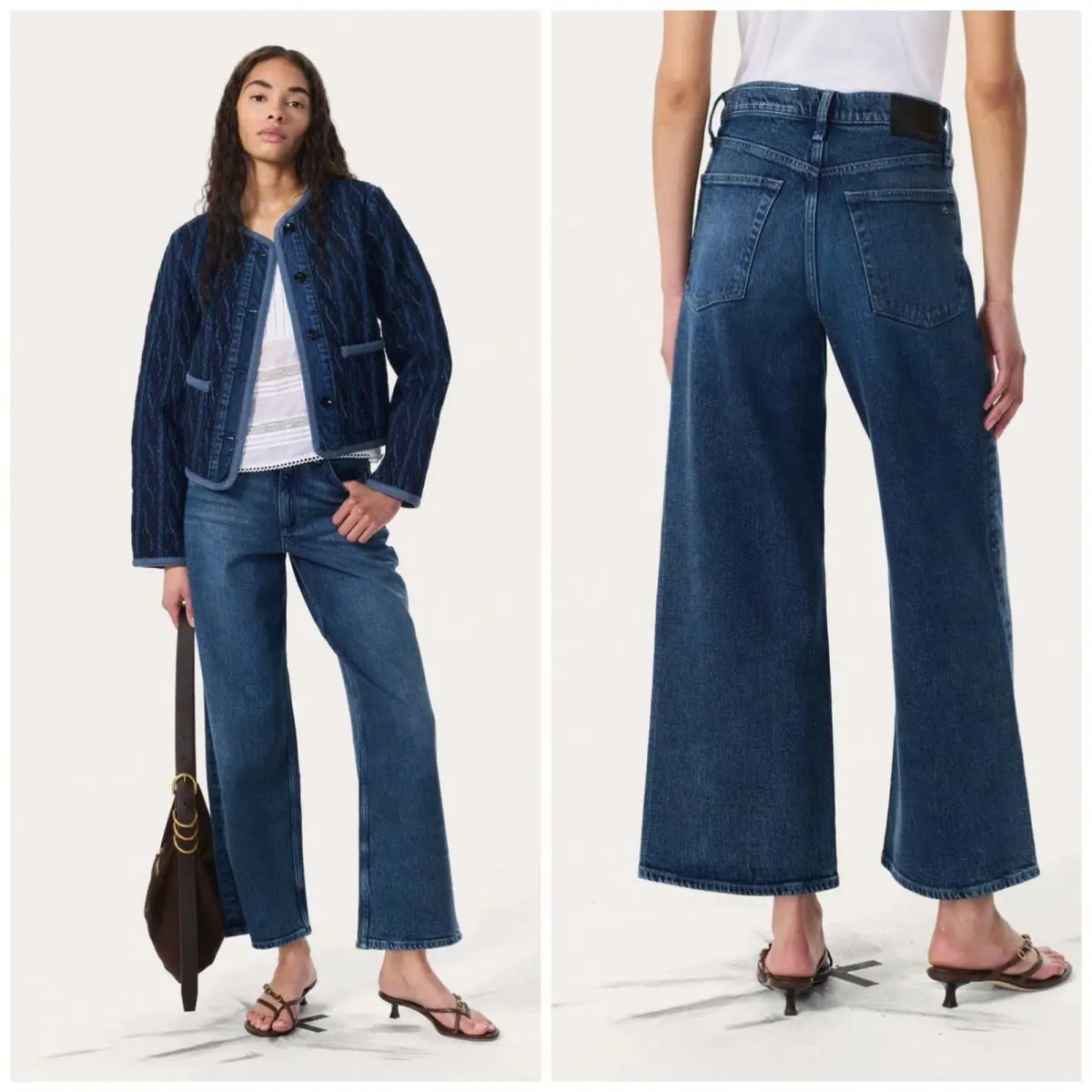 Rag Bone The Andi High Rise Ankle Wide Leg Jeans In Adeline Size: 24