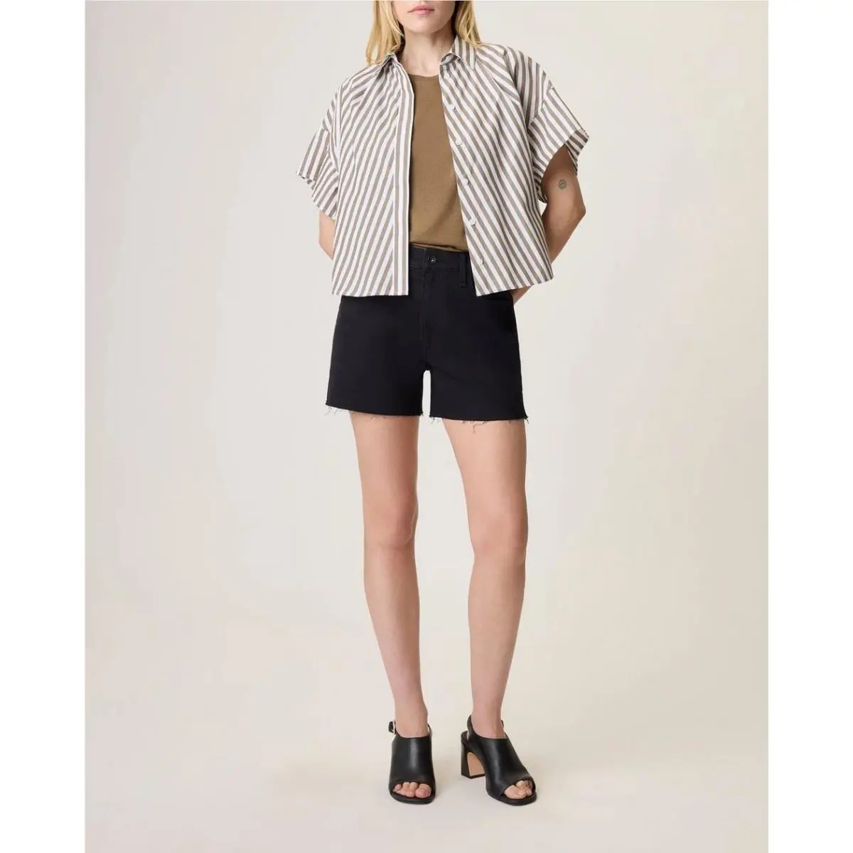 Rag Bone Retro Cut Off Denim Shorts In Washed Black Size: 28