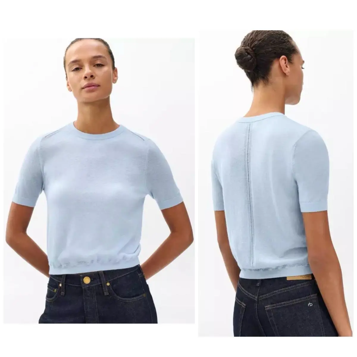 Rag Bone Adeline Lightweight Cashmere Tee In Light Blue Size:small