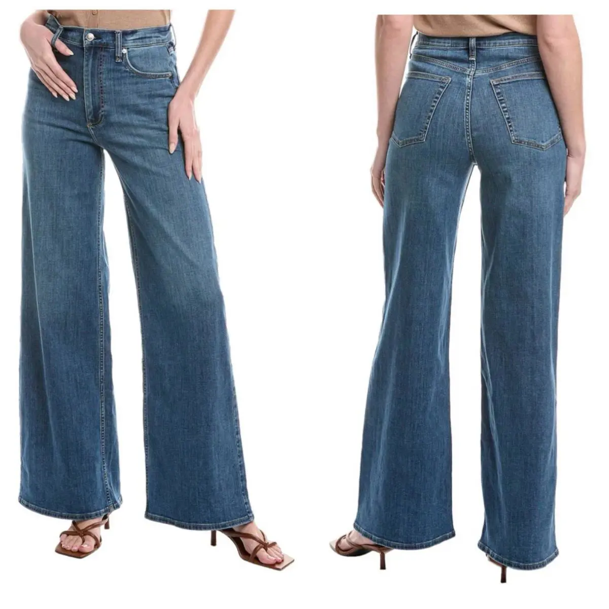 Rag Bone The Serena High Rise Ultra Wide Jeans In Merion Size: 23