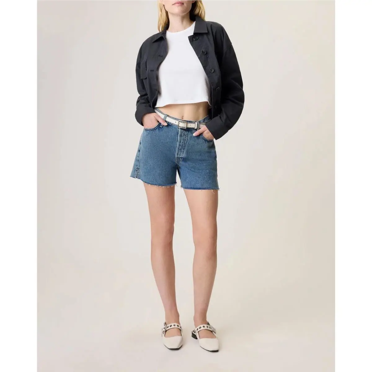 Rag Bone Retro Cut Off Denim Shorts In Oxfard Size: 24