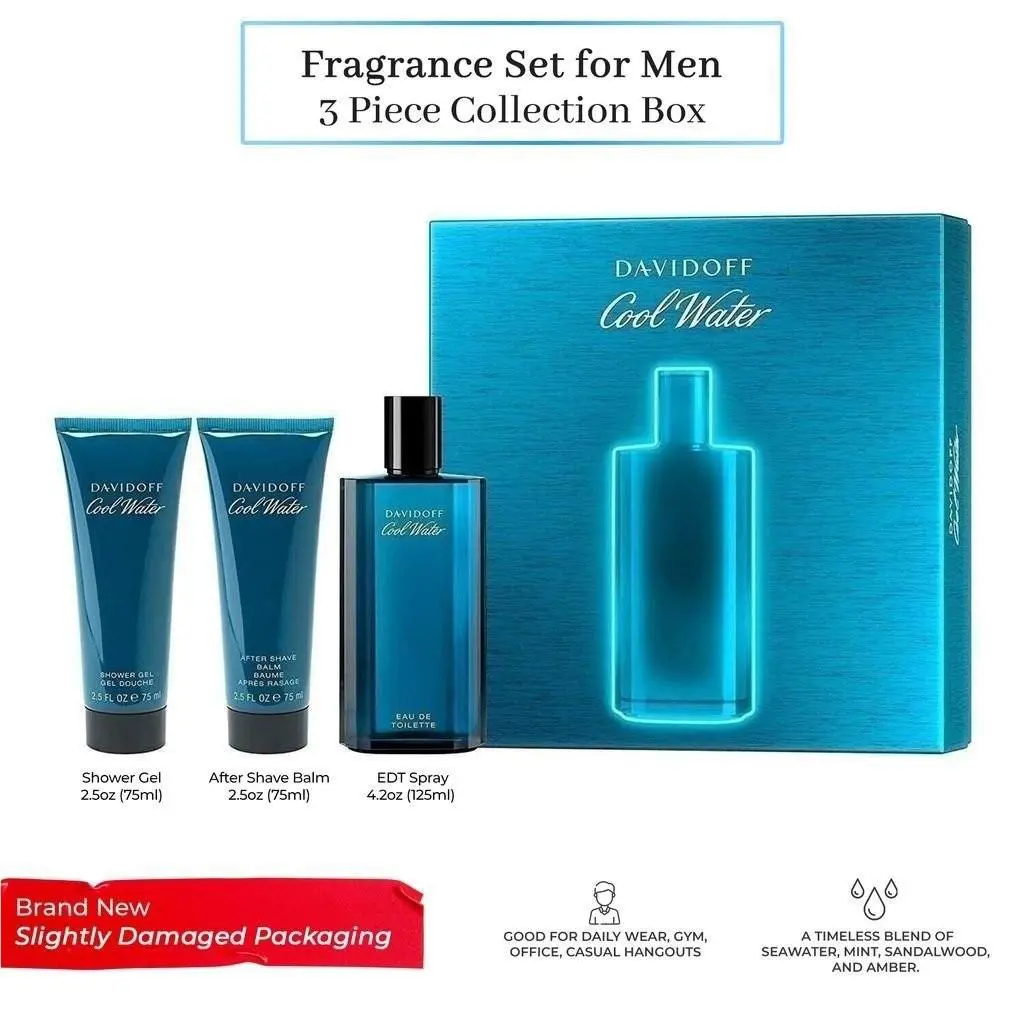 Cool Water by Davidoff 3 Piece Men`s Gift Set