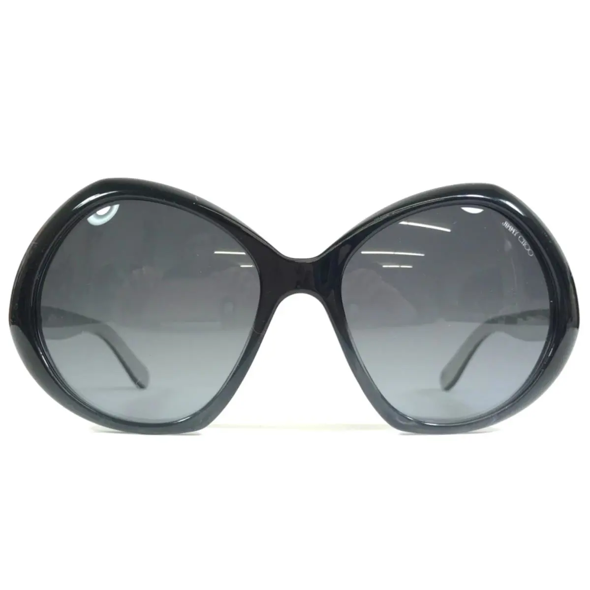 Jimmy Choo Sunglasses Angy/s 20ZHD Black Silver Butterfly Frames w/ Gray Lenses