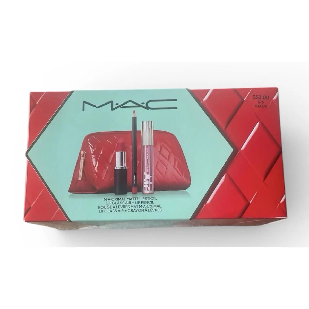 Mac Lip Bag Ruby Woo Three Piece Gift Set Lipstick Lip Gloss Lip Liner Red