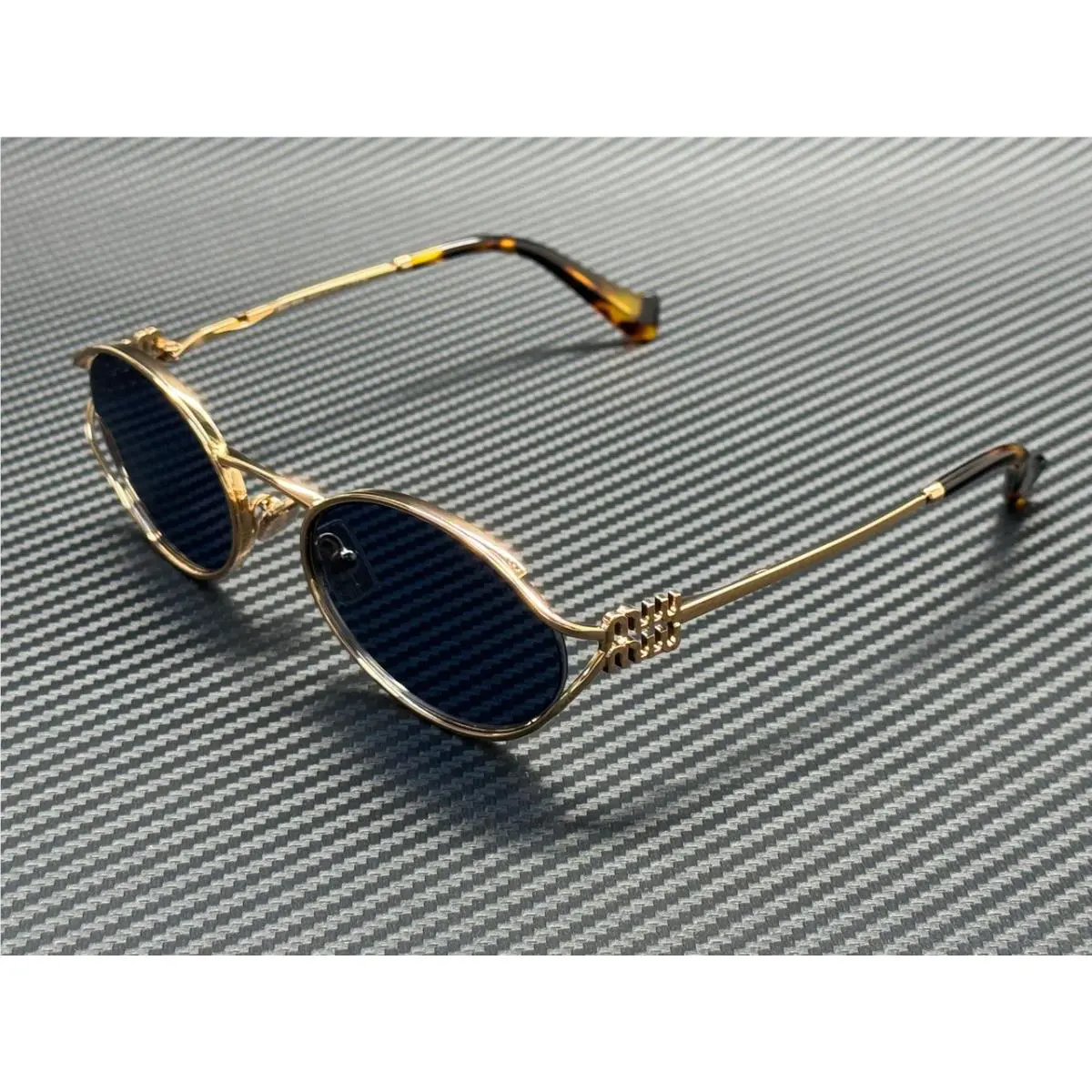 Miu Miu MU 52YS ZVF1V1 Pink Gold Dark Blue Women`s 54 mm Sunglasses