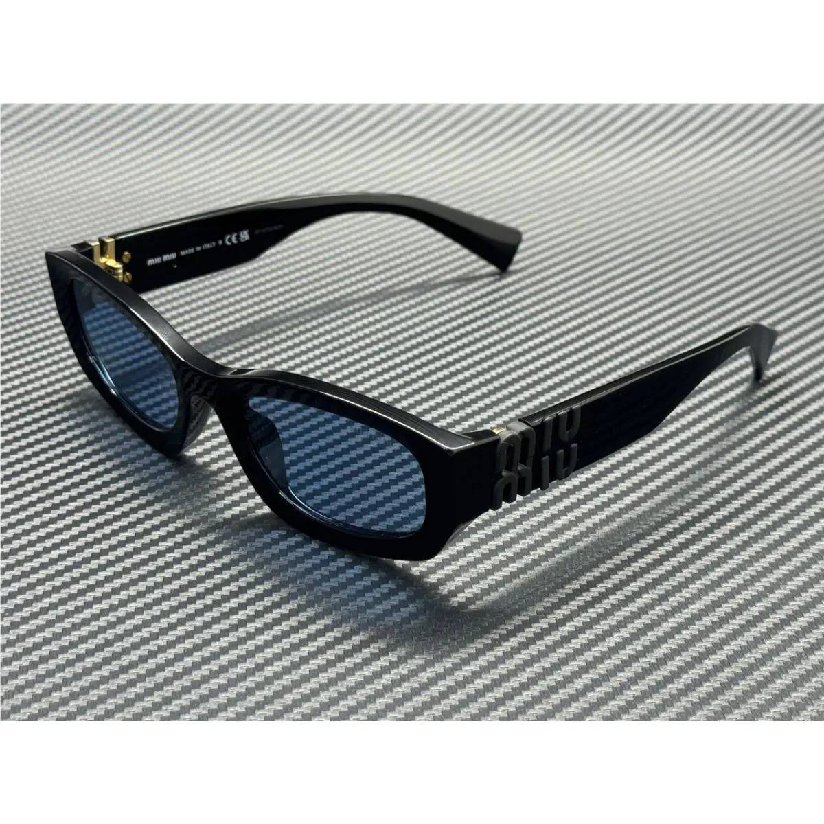 Miu Miu MU B04S 16K30U Black Light Blue Women`s 53 mm Sunglasses