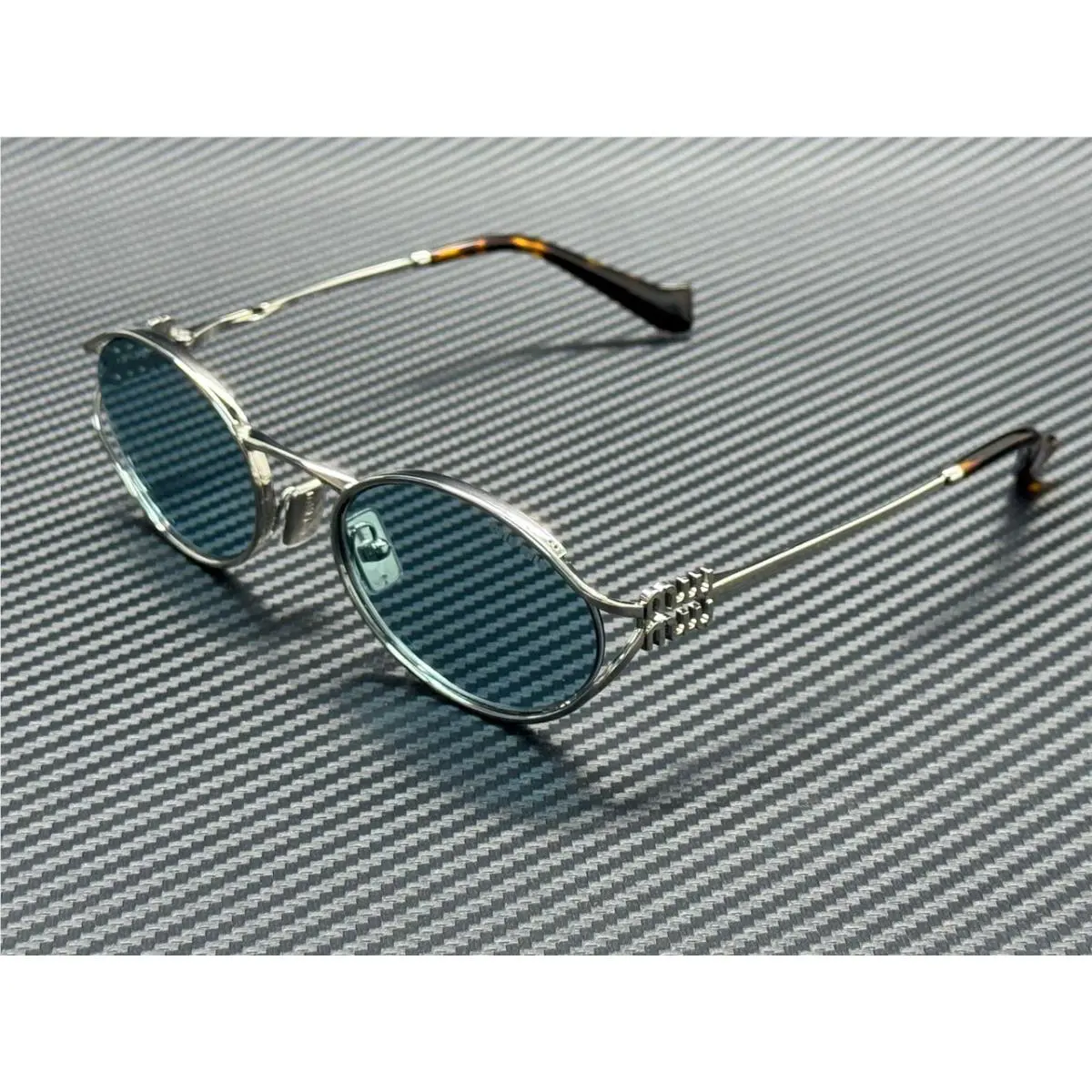 Miu Miu MU 52YS 1BC20R Silver Light Blue Women`s 54 mm Sunglasses