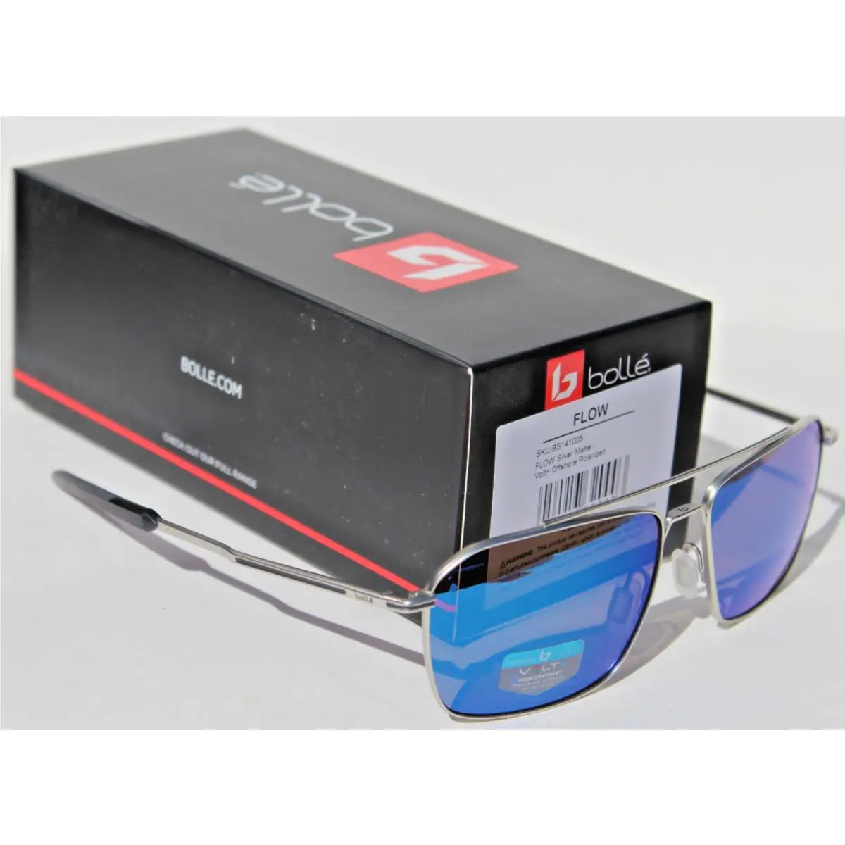 Bolle Flow Polarized Sunglasses Silver Matte/volt+ Offshore Blue