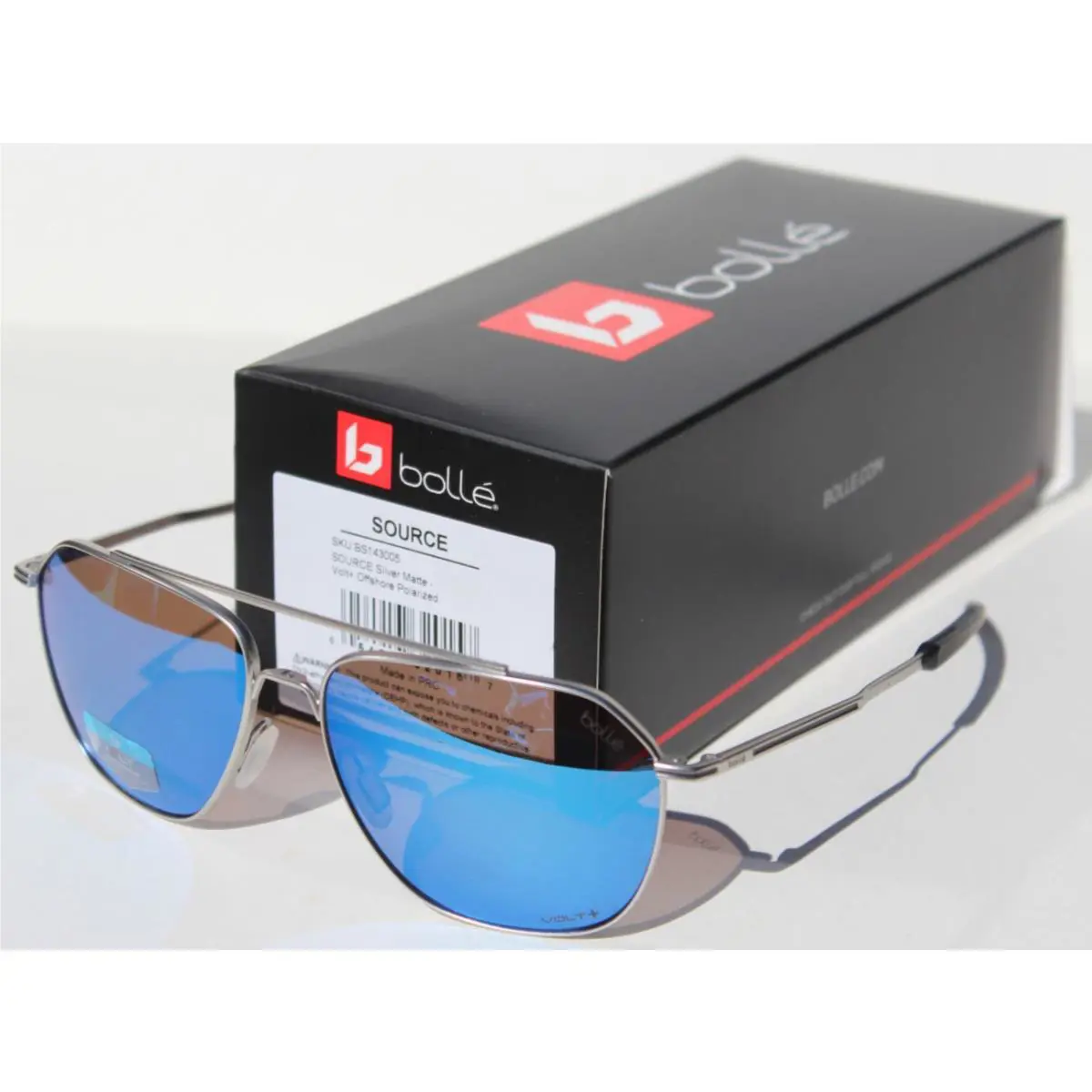 Bolle Source Polarized Sunglasses Silver Matte/volt+ Offshore Blue