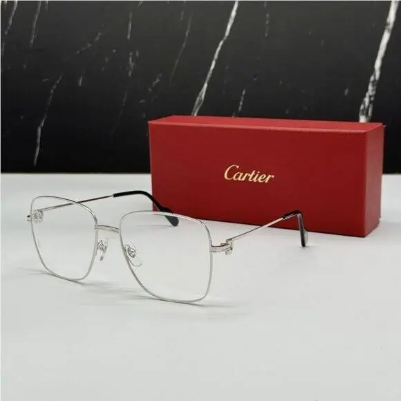 CT0253O 001 Cartier Silver Unisex Cartier Eyeglasses