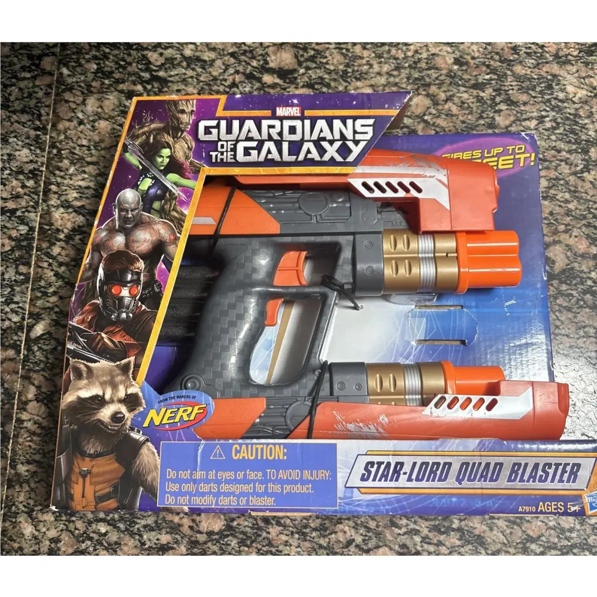 2014 Vintage Rare Marvel Guardians of The Galaxy Star-lord Nerf Quad Blaster
