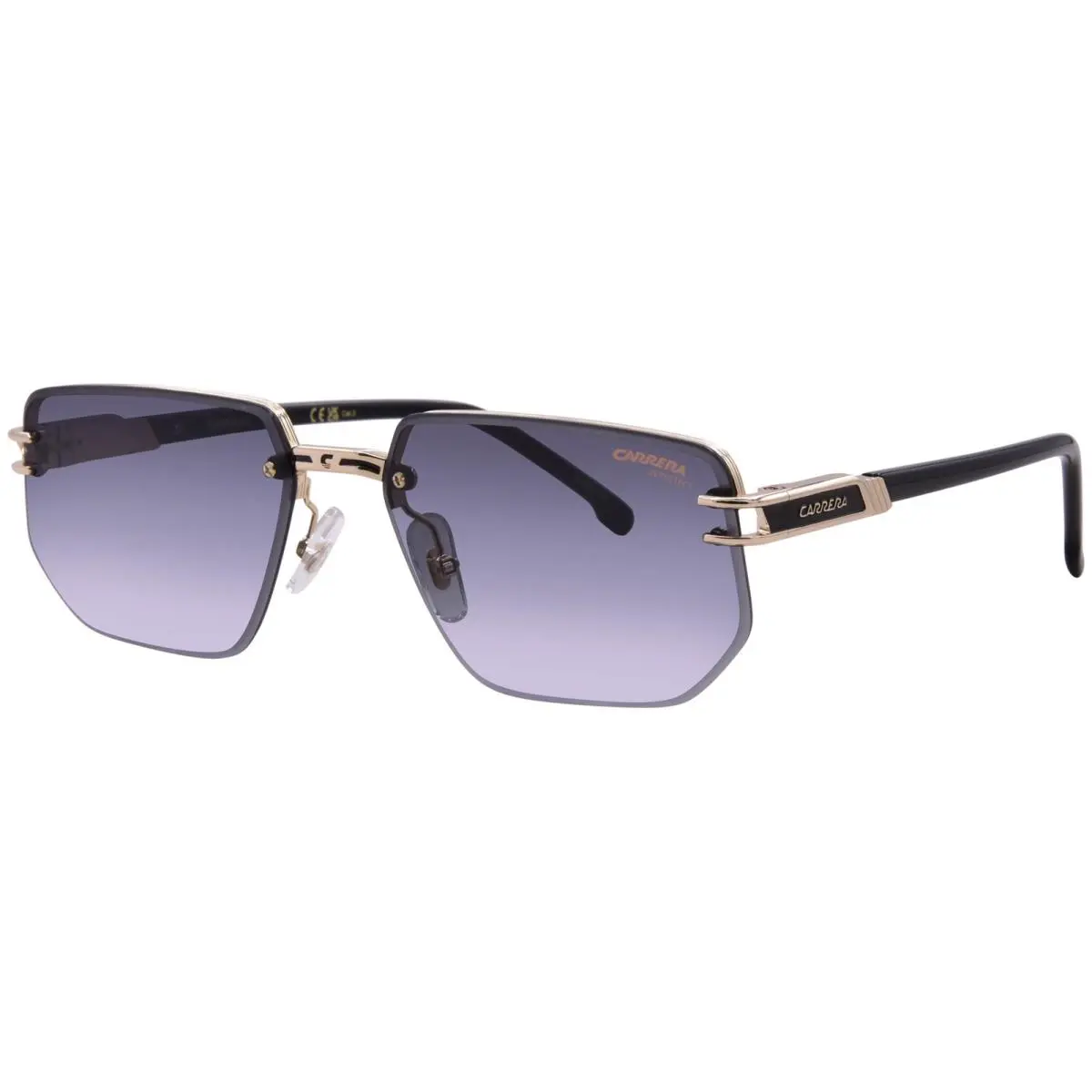 1070/S 80S Sunglasses Men`s Black/white/blue Shaded Rectangle Shape 60mm by Carrera