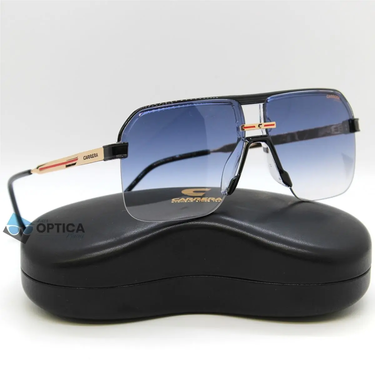 Carrera 1066 Polarized Half Rim Navigator Sunglasses Dark Blue Gradient 7C5