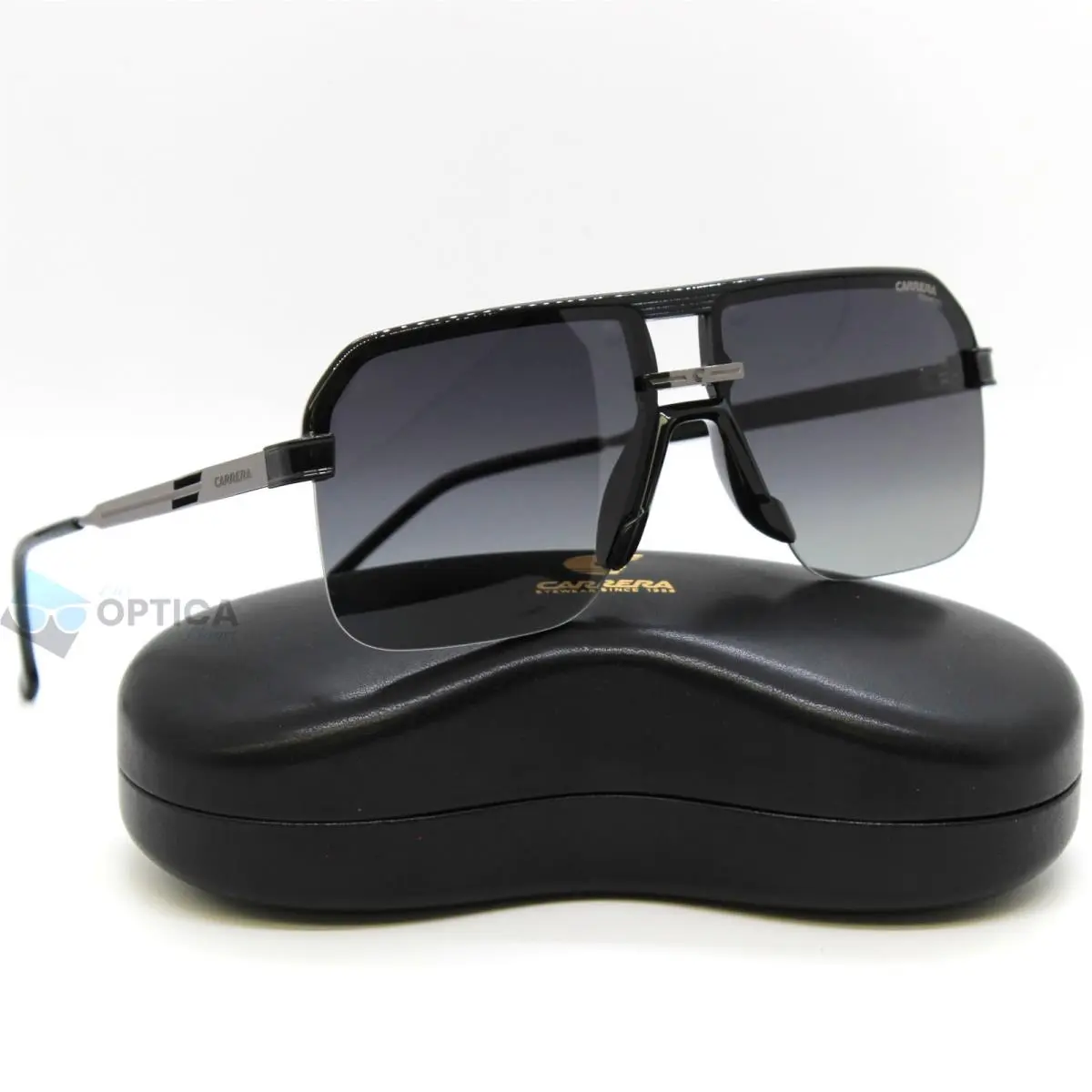 Carrera 1066 Polarized Half Rim Navigator Sunglasses Grey Gradient 807
