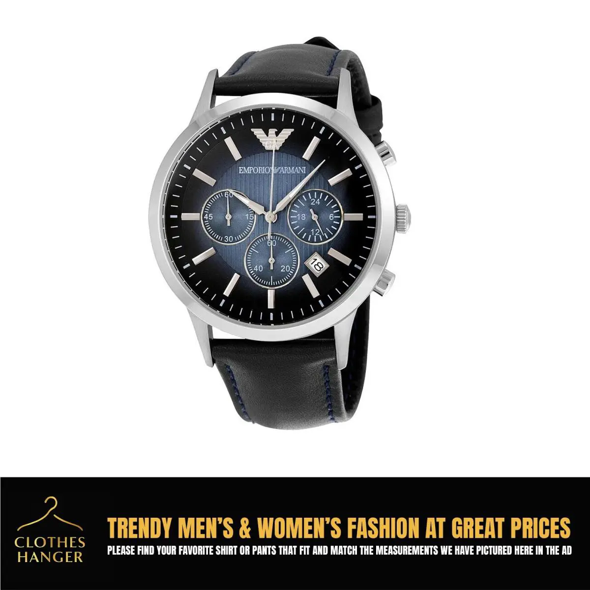 Men`s AR2473 Dress Blue Leather Watch by Emporio Armani