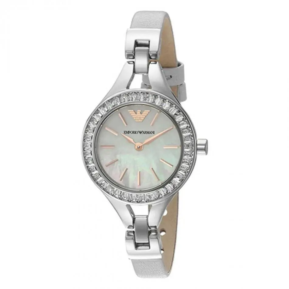 AR7426 Women Mother of Pearl Dial Leather Strap Box by Emporio Armani