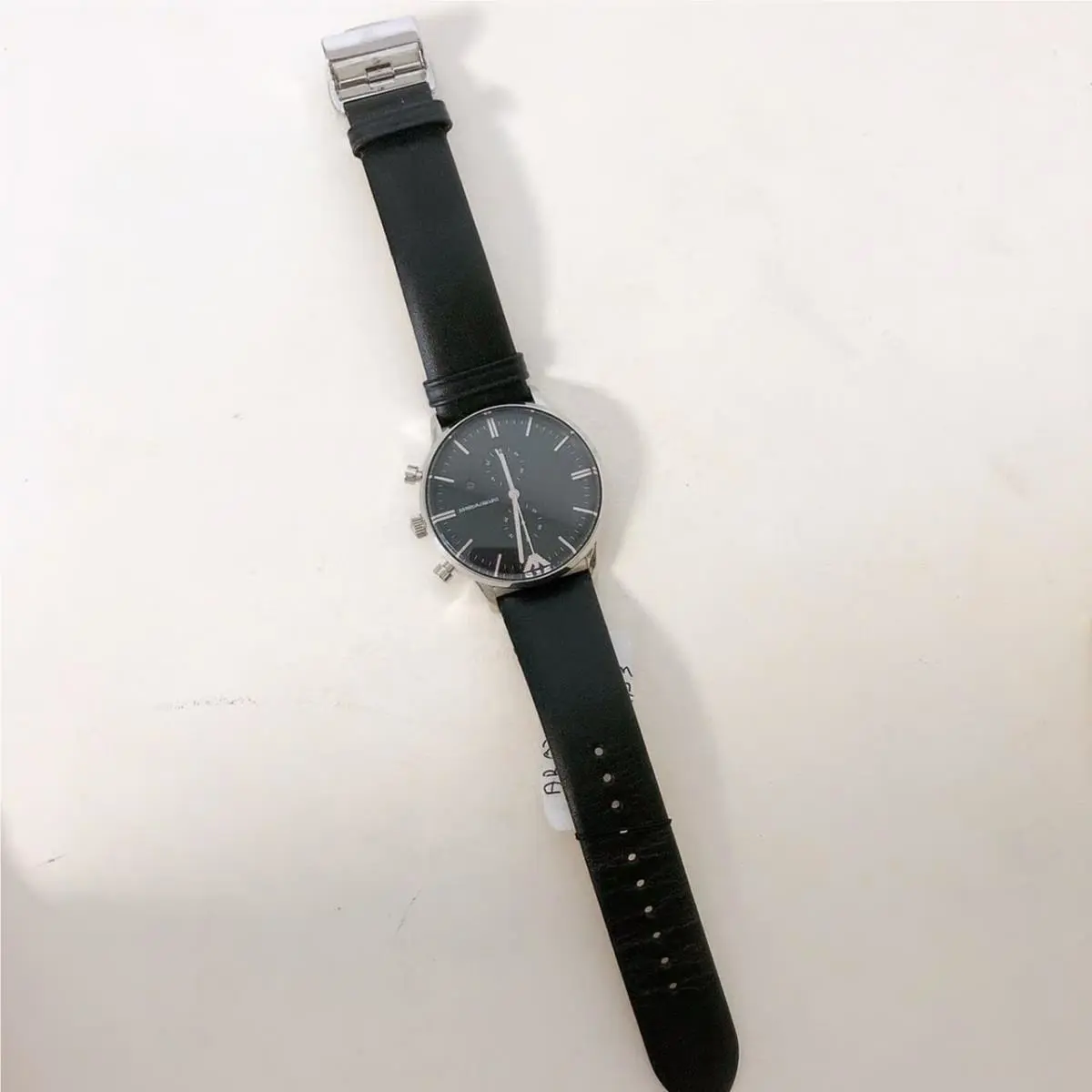 Emporio Armani AR0397 Gianni Chronograph Leather Strap Men`s Watch