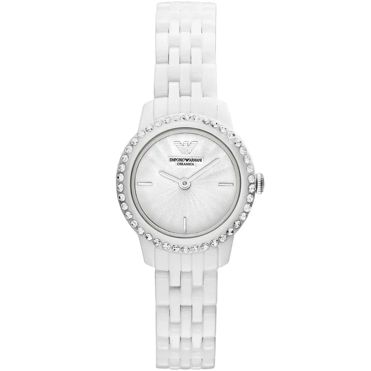 Emporio Armani AR1479 Ceramic White Ladies Watch with Crystal Bezel