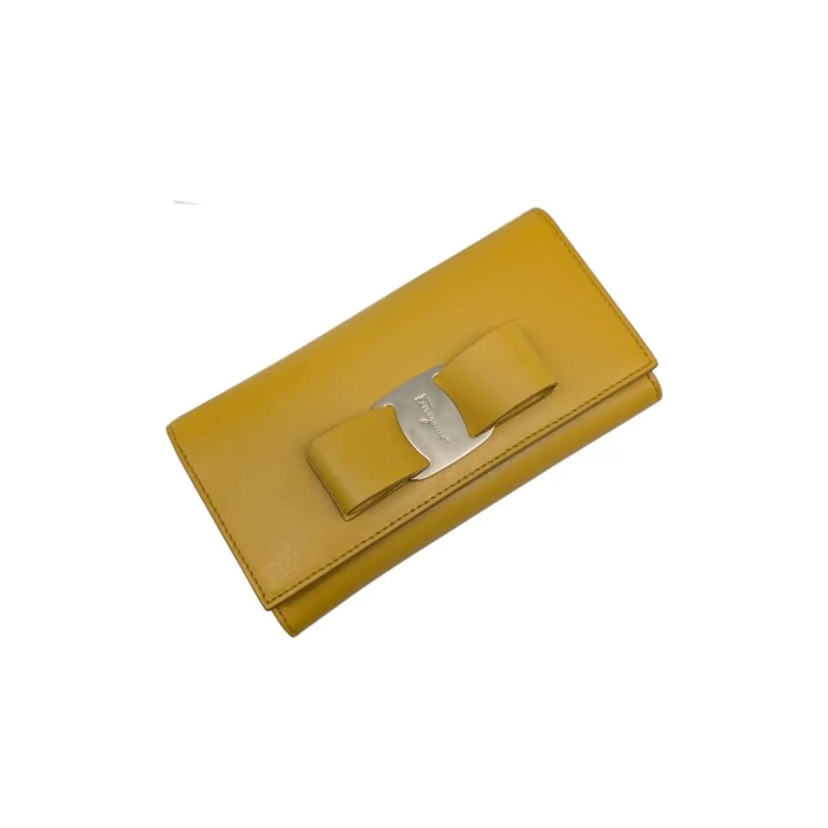 Salvatore Ferragamo Vara Women`s 705291 Yellow Wallet with Cha