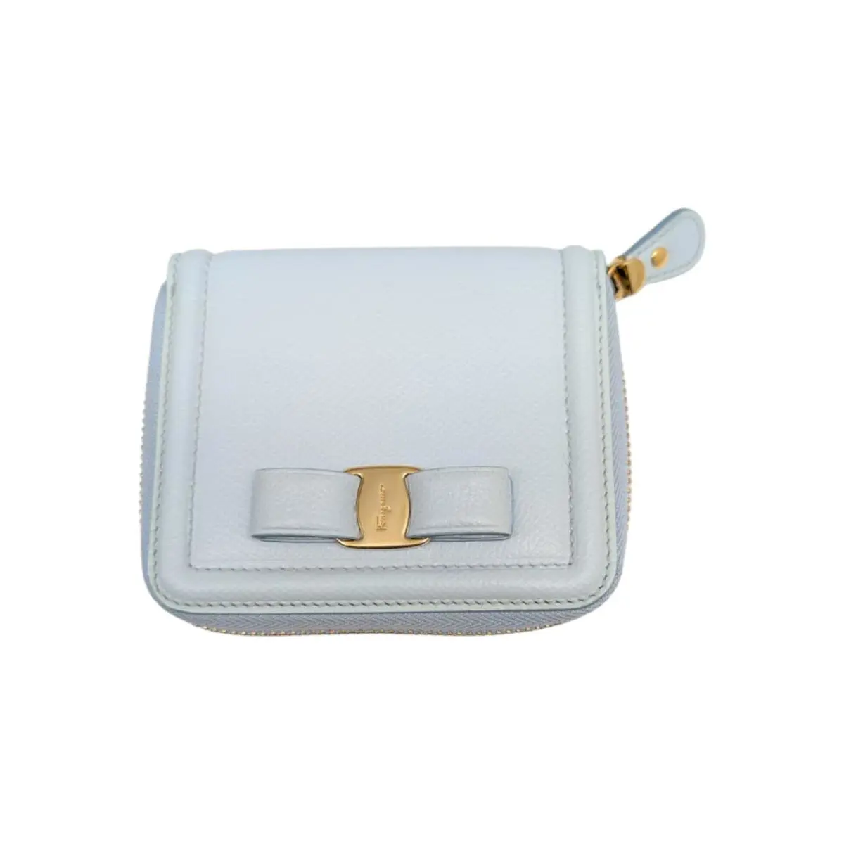 Vara 683545 Light Blue Leather Compact Wallet by Salvatore Ferragamo