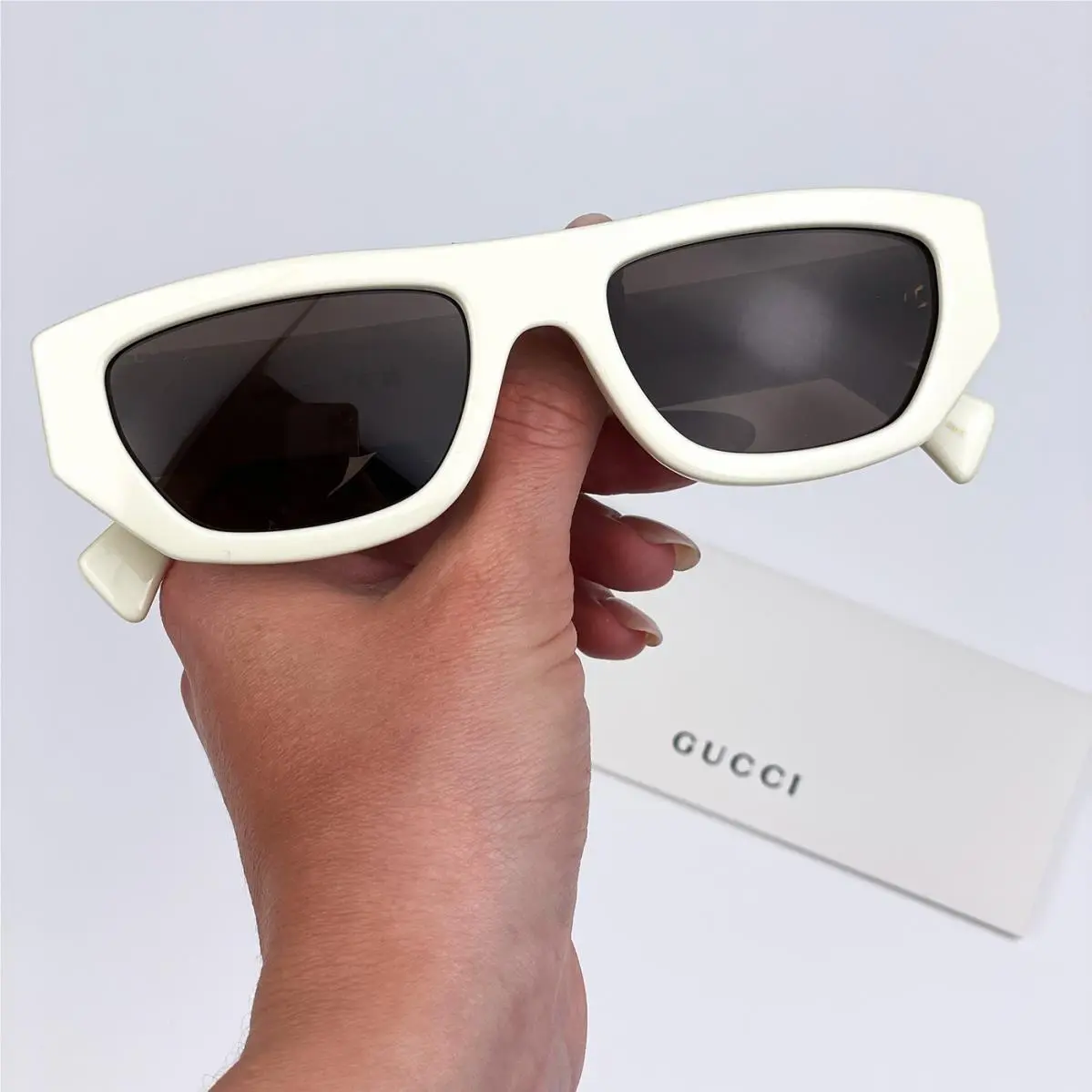 Women Sunglasses Ivory Brown Rectangle GG1134S 003 by Gucci