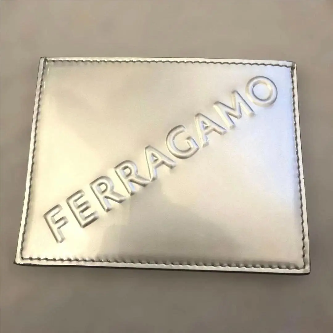 Salvatore Ferragamo Grey Silver Leather Wallet