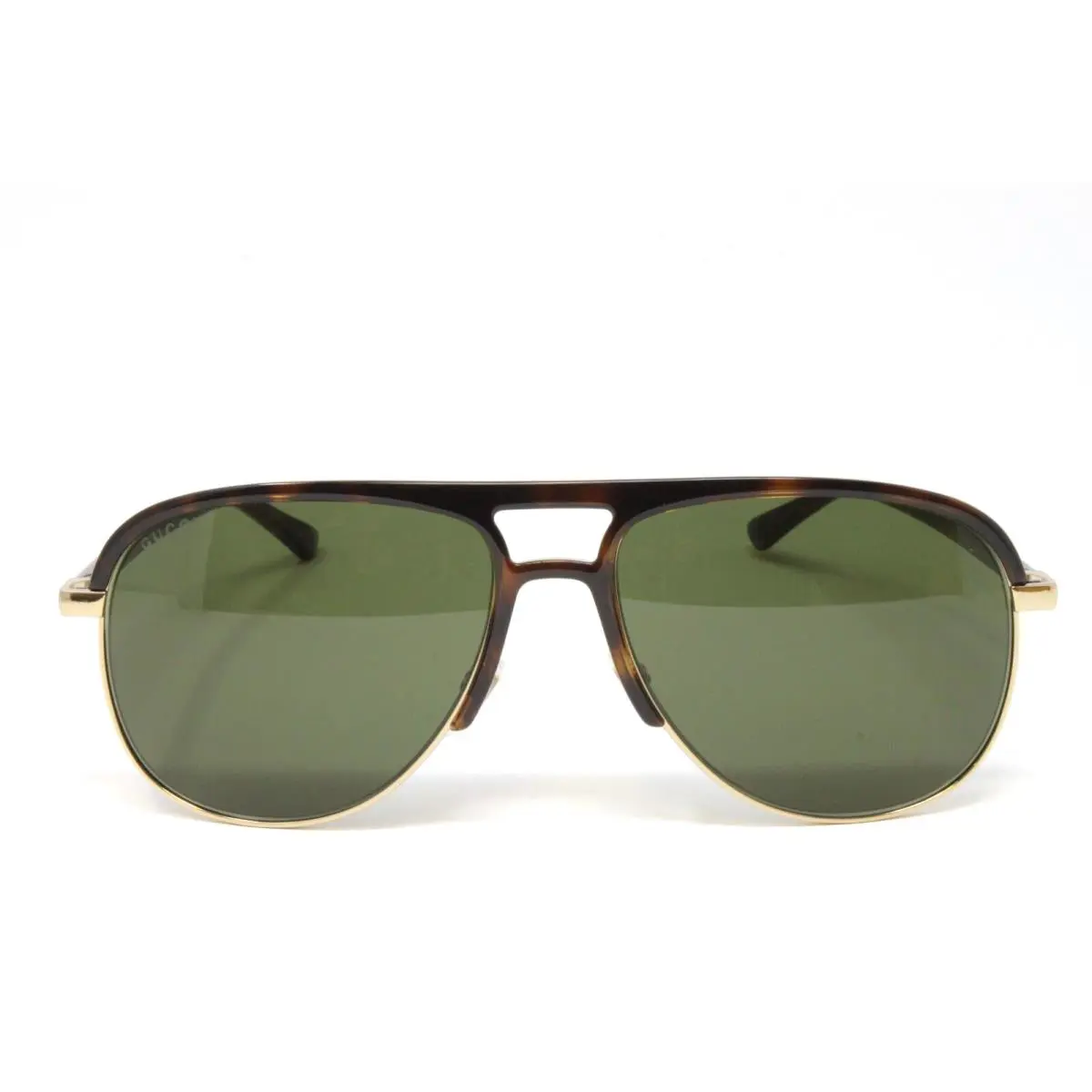 Gucci GG0292S-001 Havana Gold 60mm Men`s Sunglasses Aviator Green Lens