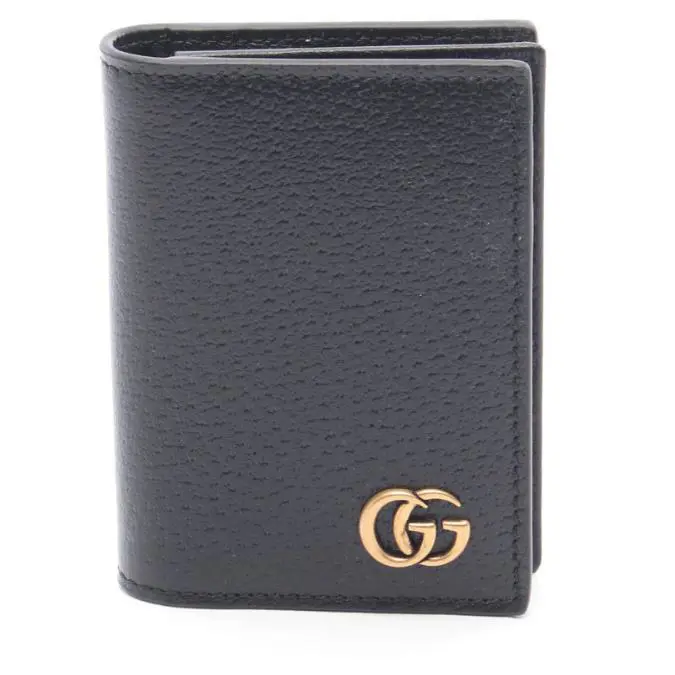 Gucci GG Marmont Card Case Holder Black Leather Bifold