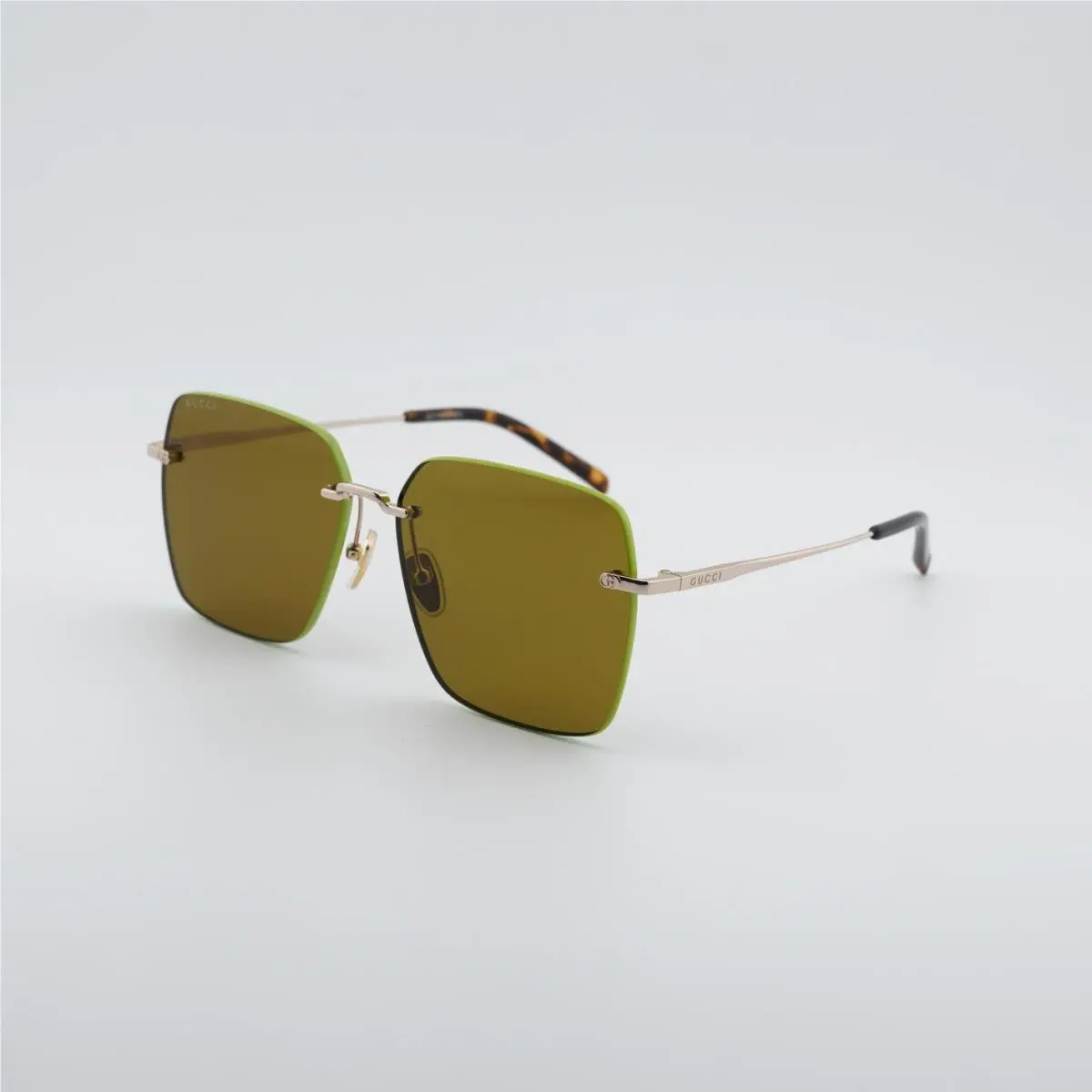 GG1955SA 004 Gold/green/brown with Gold Mirror 60-15-145 Sunglasses by Gucci
