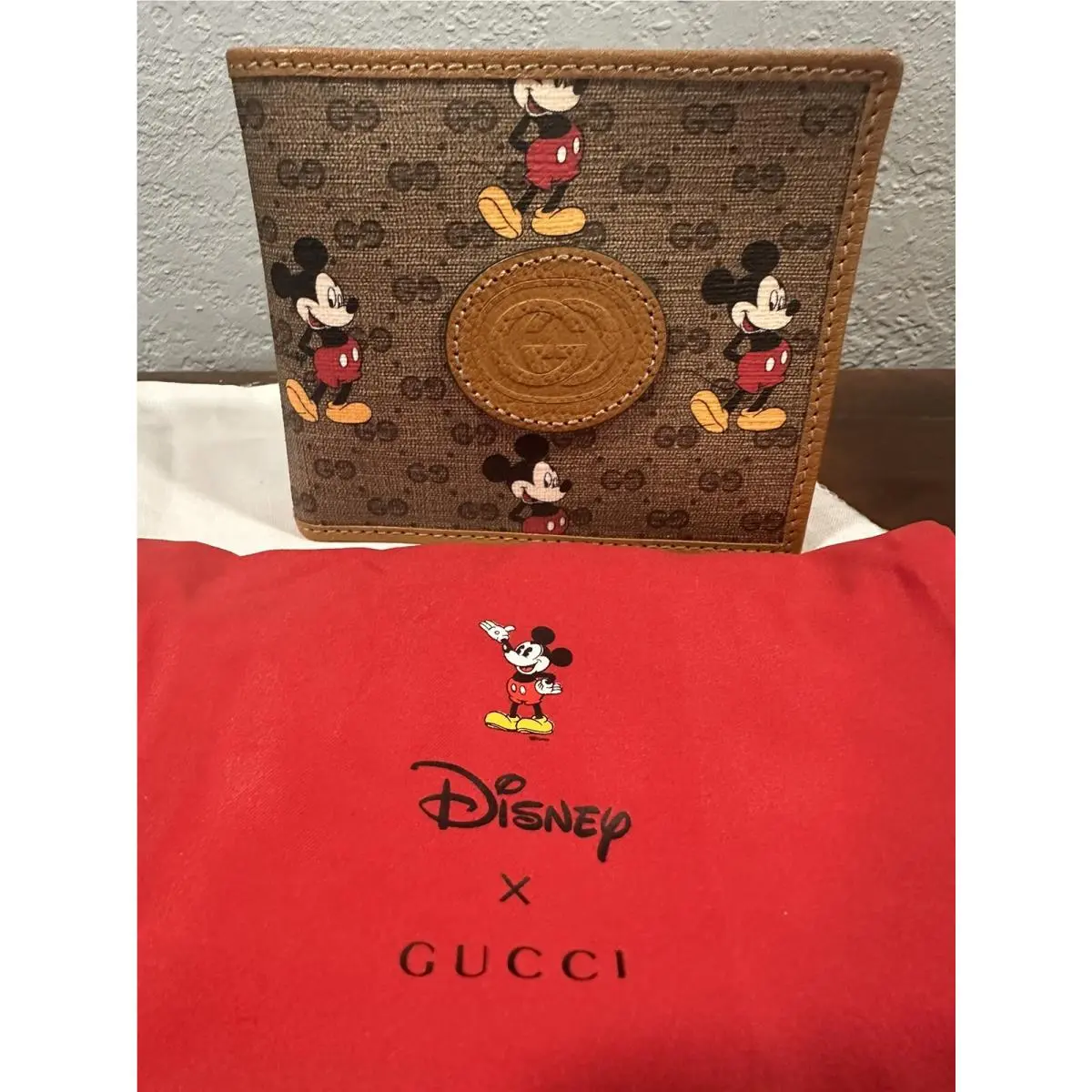 Gucci x Disney Mickey GG Supreme Bifold Men`s Wallet Made in Italy Billfold