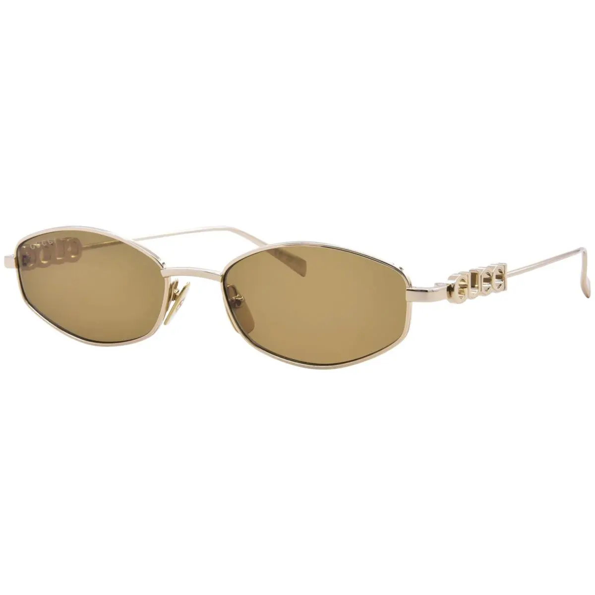 Gucci GG1802S 005 Sunglasses Women`s Gold/brown Oval Shape 55mm