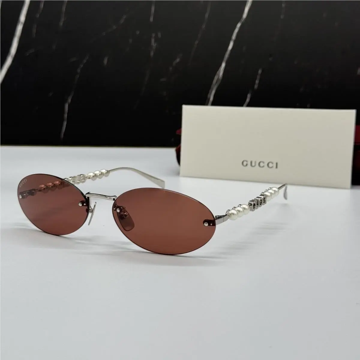 Gucci Sunglasses Silver Women Oval Eyewear Gucci GG1922S 002